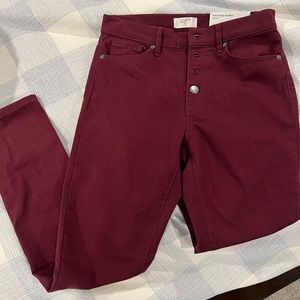 Maroon Loft Skinny Pants